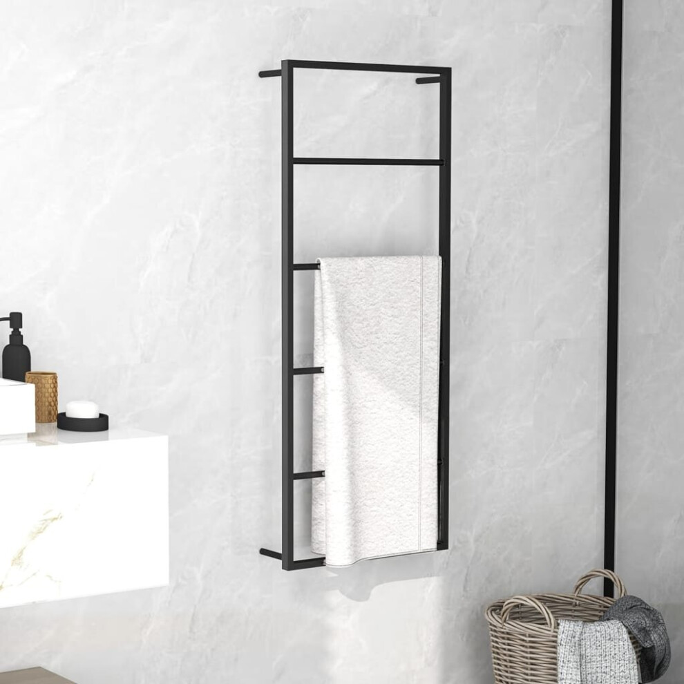 Vidaxl Towel Rack Steel Bathroom Storage Wall Rack Towel Holder Hanger Black