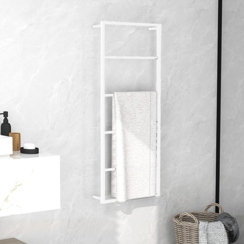 Vidaxl Steel Wall-Mounted Towel Rack, Bathroom Storage & Holder (336119) 45X10x115 Cm White