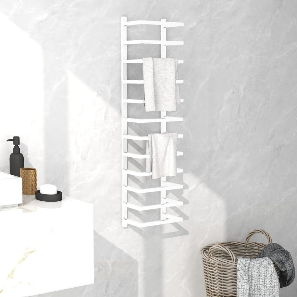 Vidaxl Towel Rack Steel Bathroom Wall Storage Rack Towel Hanger Holder White