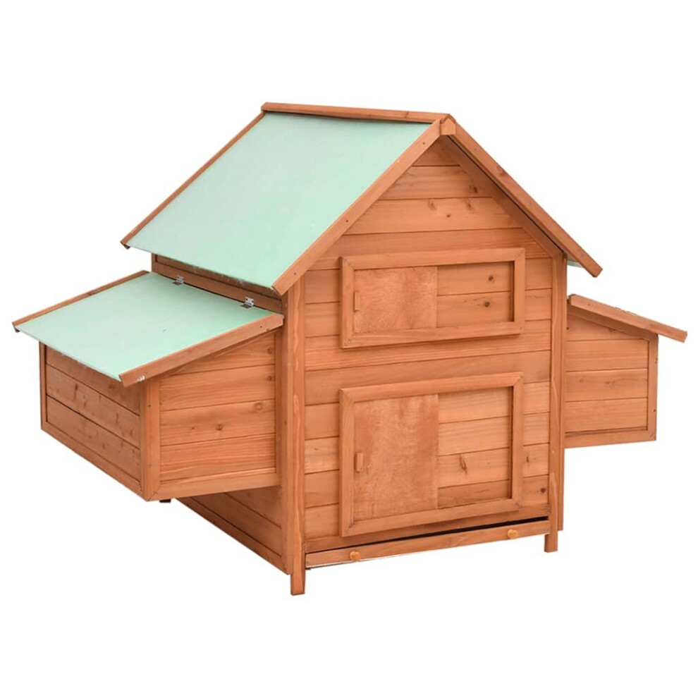 vidaXL Solid Firwood Chicken Coop Outdoor Hen House Small Animal Coop Hutch