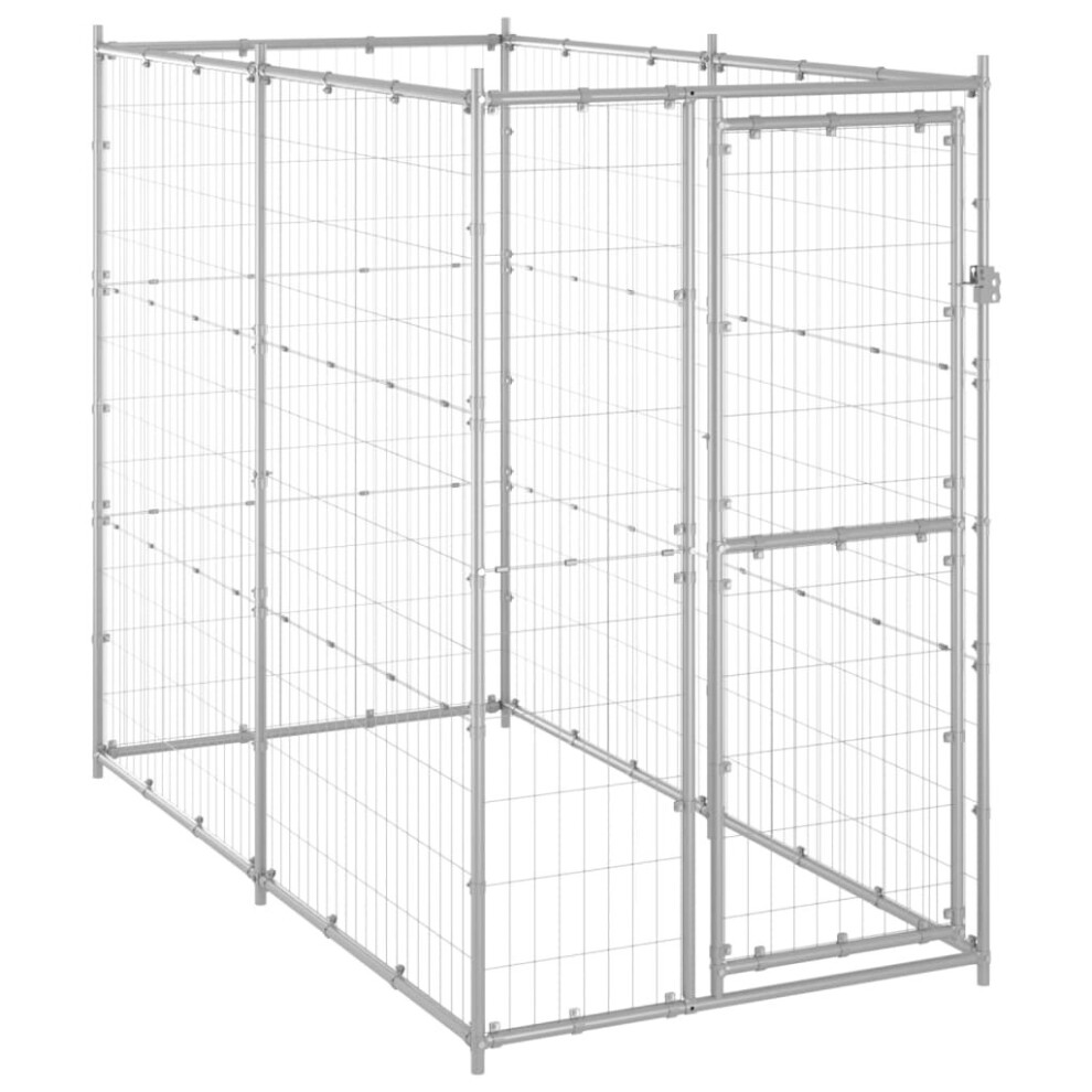 vidaXL Outdoor Dog Kennel Galvanised Steel Garden Patio Dog Supply House Cage