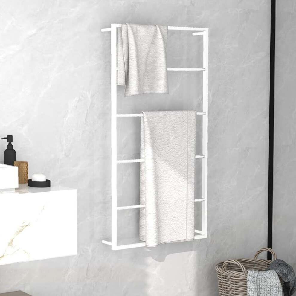 Vidaxl Towel Rack Steel Bathroom Wall Storage Rack Towel Hanger Holder White