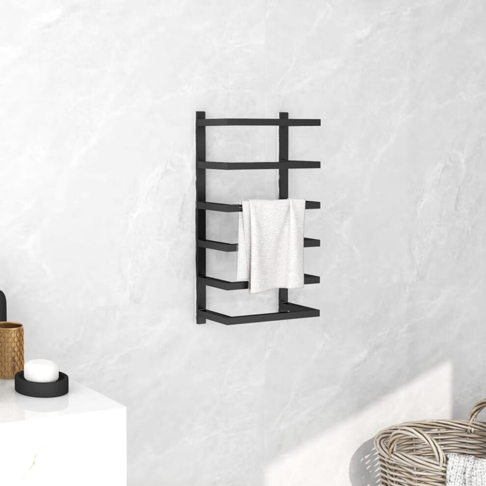 vidaXL Towel Rack Black Steel Bathroom Storage Wall Rack Towel Holder Hanger