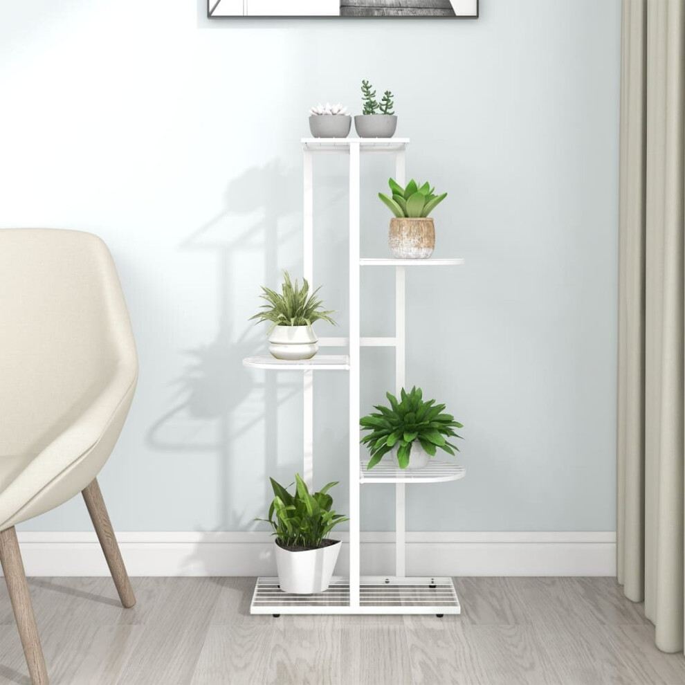 vidaXL 5-Floor Flower Stand White Metal Indoor Flower Plant Display Shelf Rack