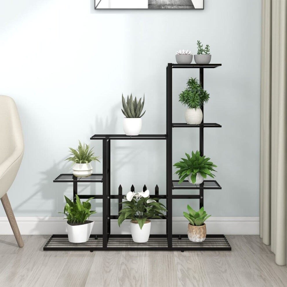 vidaXL Flower Stand Black Metal Home Garden Decor Plant Rack Display Shelf