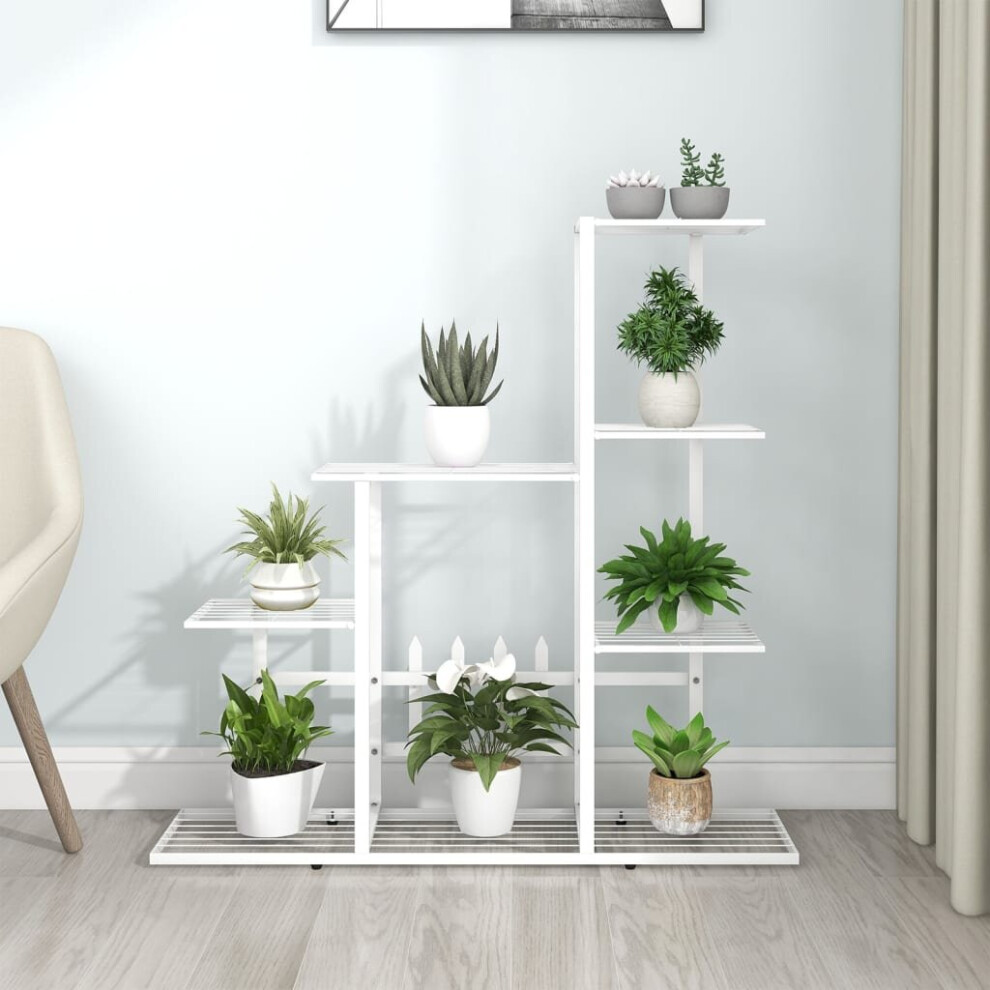 vidaXL Flower Stand White Metal Home Garden Decor Plant Rack Display Shelf