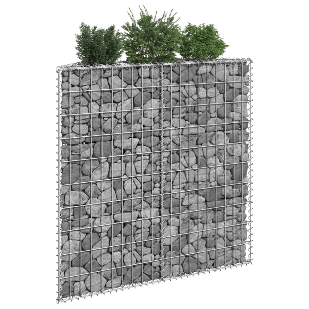 vidaXL Trapezium Gabion Raised Bed Galvanised Steel Gabion Basket Planter Pot