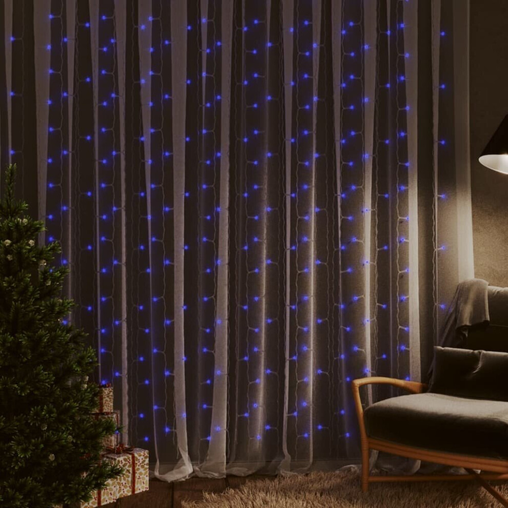 Vidaxl Led Curtain Fairy Lights 300 Led 8 Function Holiday Lighting Blue