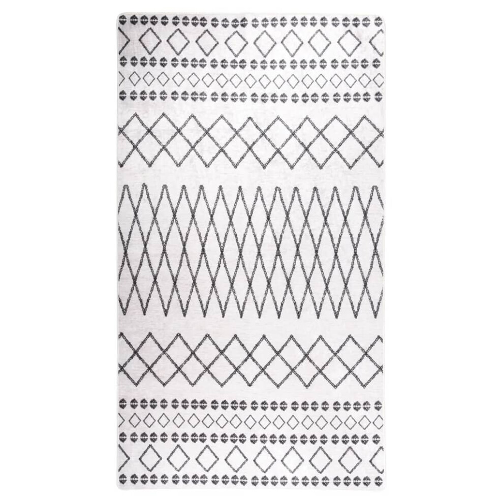 vidaXL Rug Washable Black and White Anti Slip Home Floor Carpet Mat Area Rug