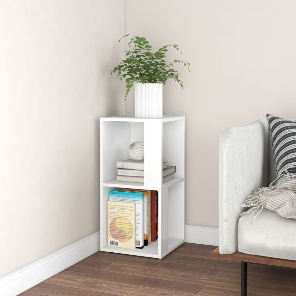 vidaXL Corner Cabinet White Engineered Wood Bedroom Book Cabinet Side Table