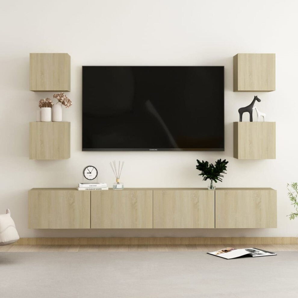 vidaXL TV Cabinet Set 6 Piece Sonoma Oak Engineered Wood Furniture TV Stand