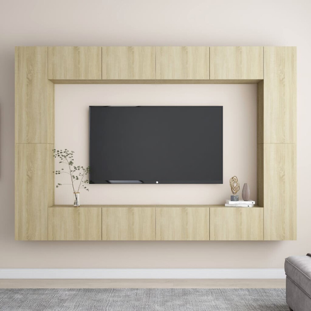 vidaXL TV Cabinet Set 8 Piece Sonoma Oak Engineered Wood Furniture TV Stand