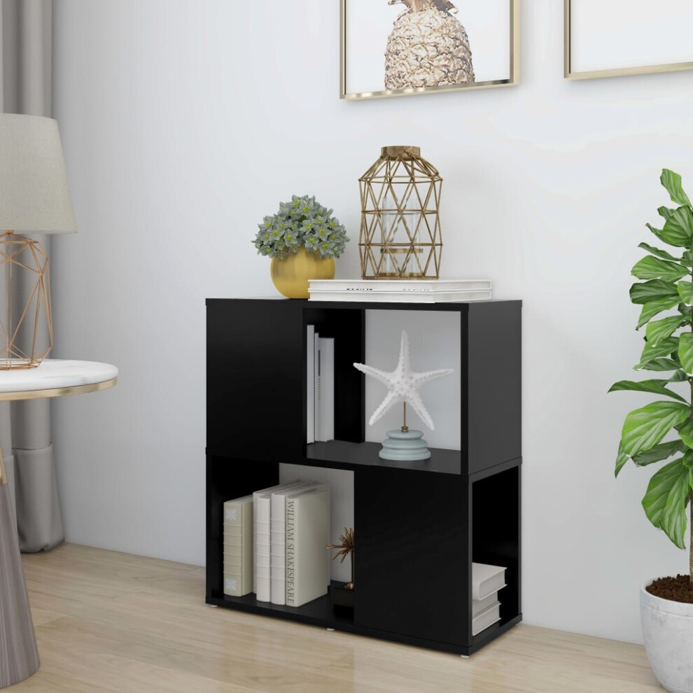 vidaXL Book Cabinet Black Chipboard Bookcase Standing Office Shelf Book Rack