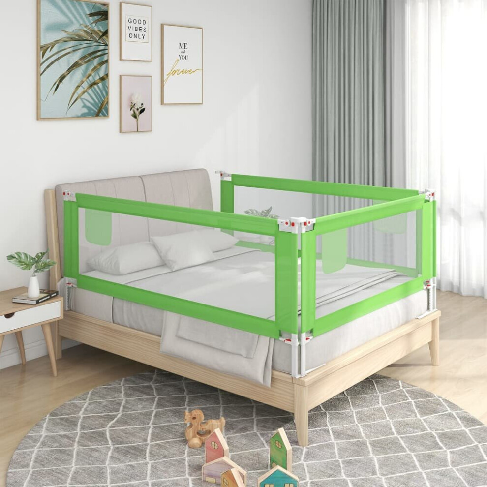 vidaXL Toddler Safety Bed Rail Green 190x25 Cm Fabric Baby Cot Bed Protection