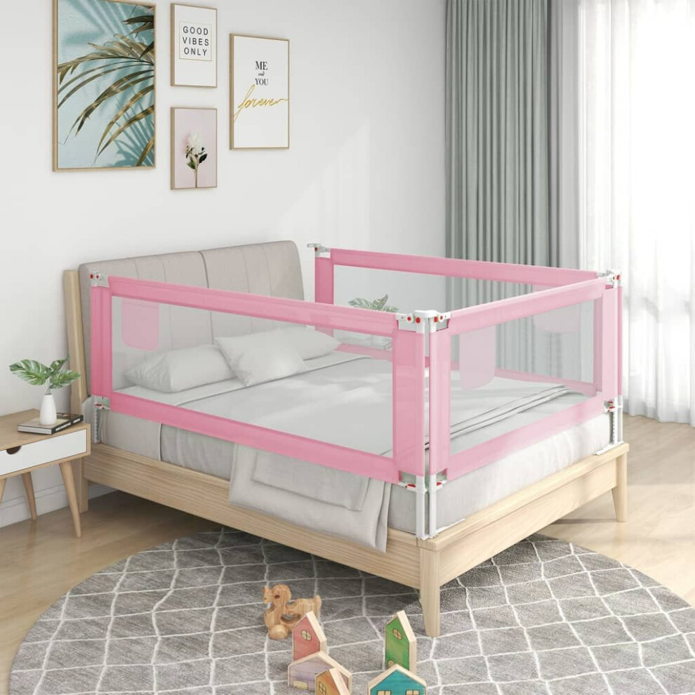 vidaXL Toddler Safety Bed Rail Pink 120x25 cm Fabric Baby Cot Bed Protection