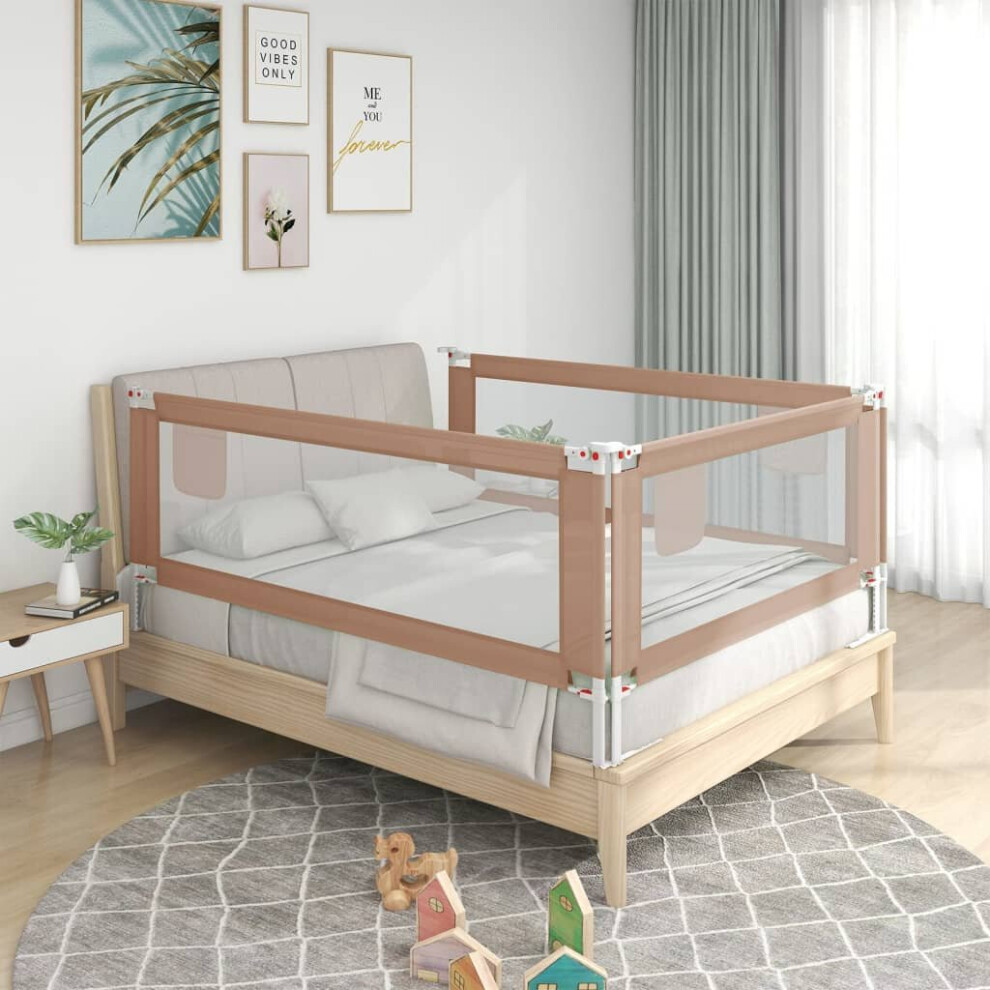 vidaXL Toddler Safety Bed Rail Taupe 200x25 cm Fabric Baby Cot Bed Protection