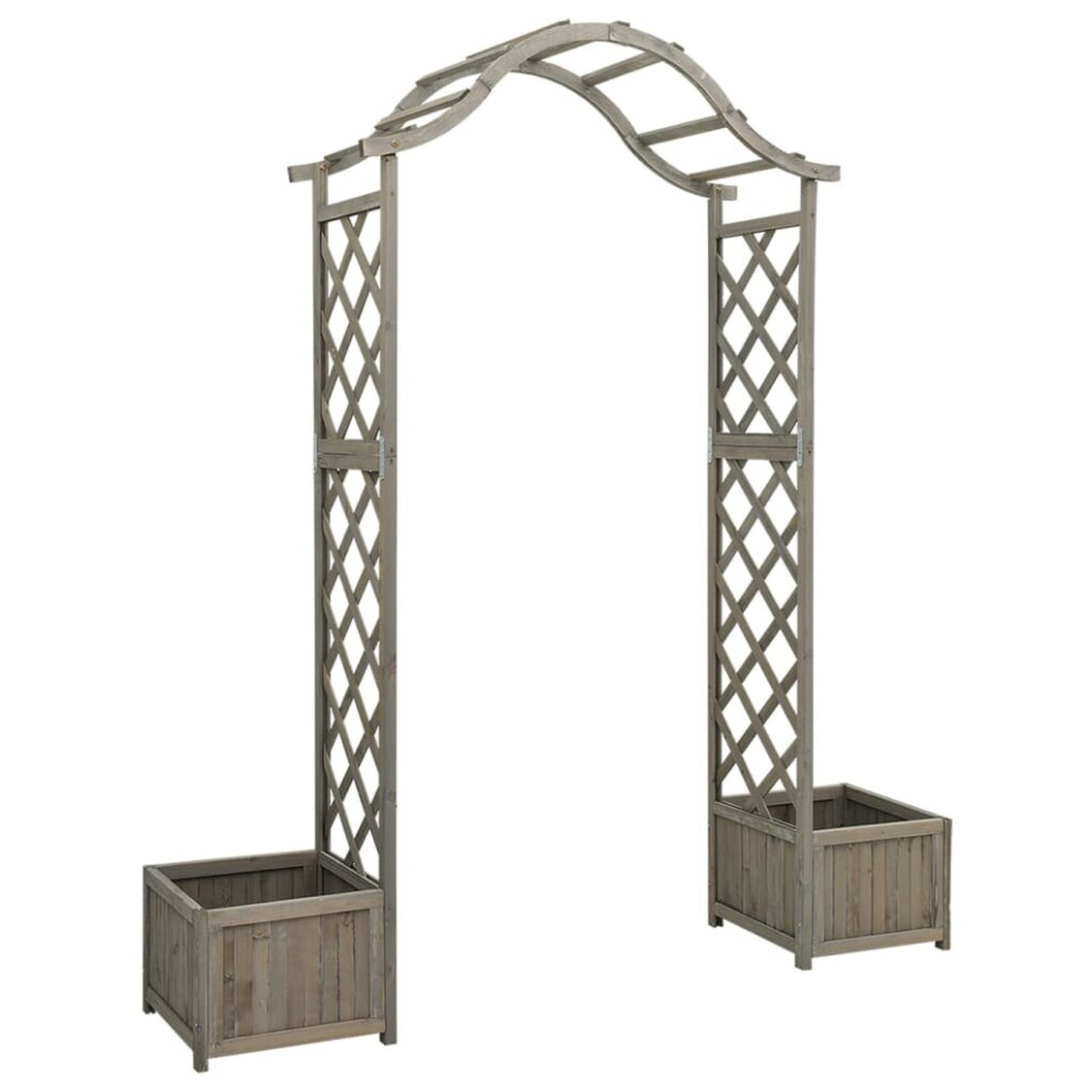 vidaXL Solid Firwood Garden Pergola with Planter Grey Pergola Entryway Arch