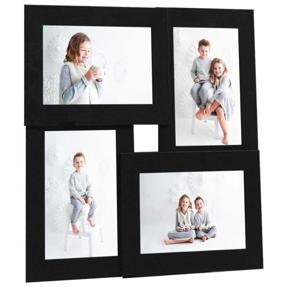 vidaXL Collage Photo Frame for 4x(10x15 cm) Picture Black MDF Poster Frame