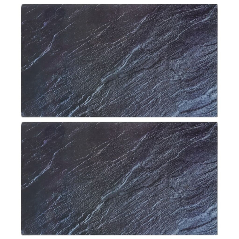 vidaXL 2x Chopping Boards with Natural Stone Pattern Tempered Glass Kitchen