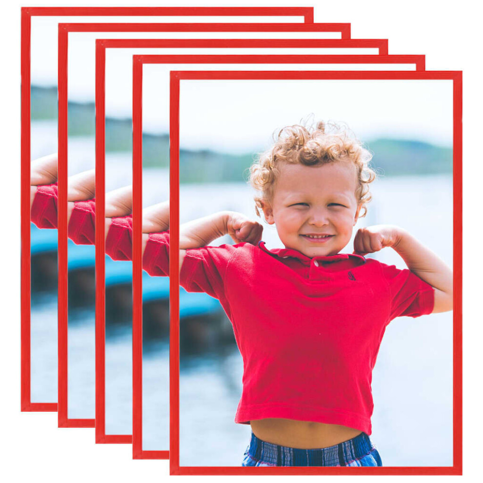 vidaXL 5x Photo Frames Collage for Wall or Table Red MDF Picture Poster Frame