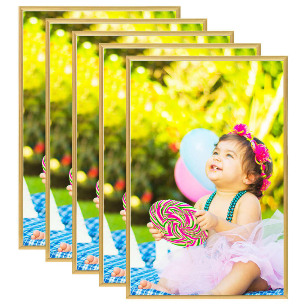 vidaXL 5x Photo Frames Collage for Wall or Table Gold MDF Picture Poster Frame