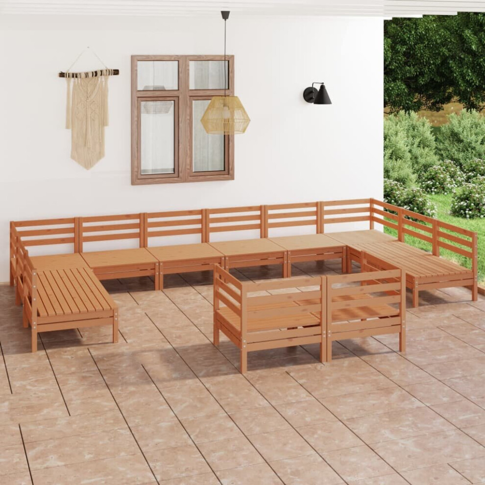 vidaXL Garden Lounge Set Patio Lounge Set 12 Piece Honey Brown Solid Wood Pine