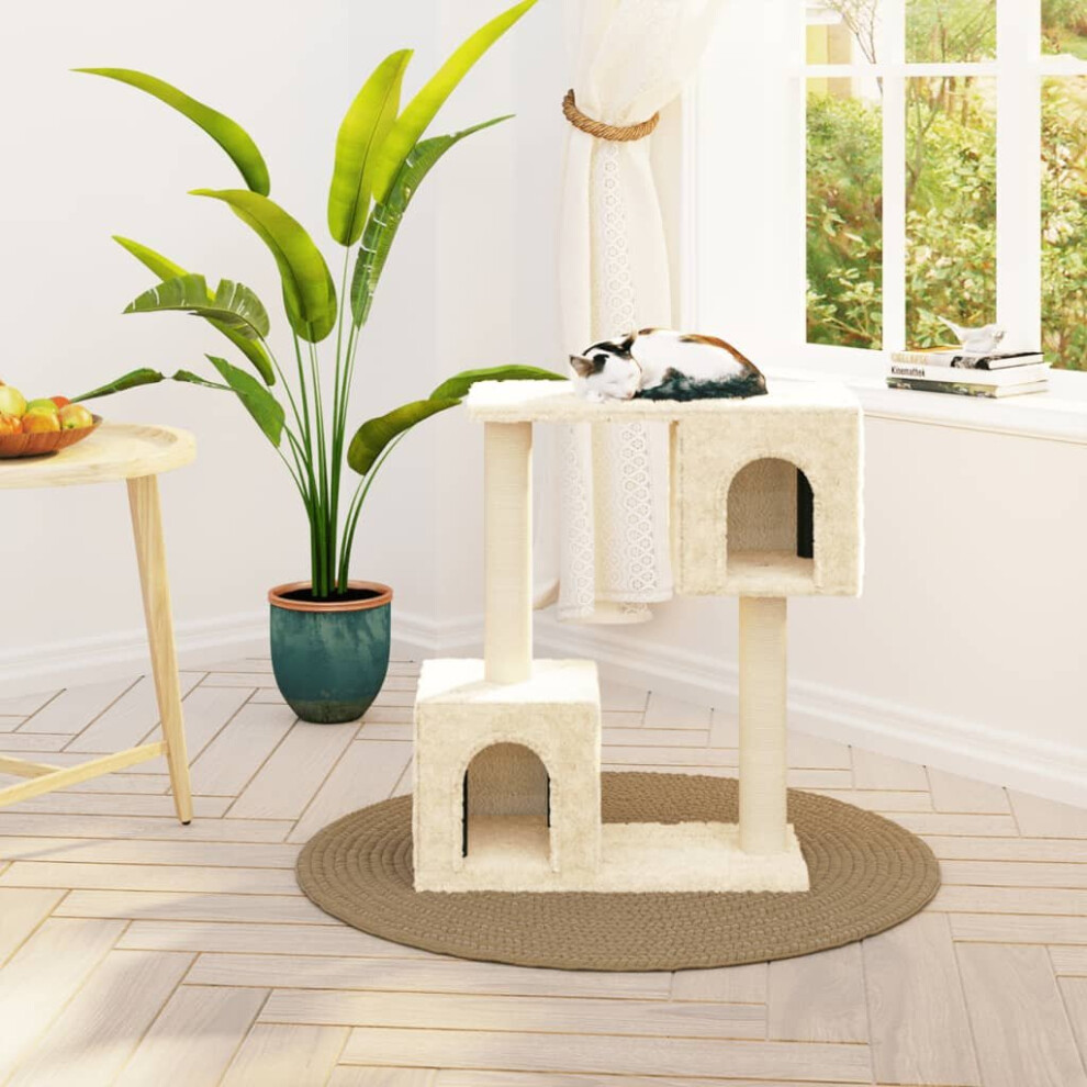 vidaXL Cat Tree with Sisal Scratching Posts Cream 60 cm Cat Play Tower Cave