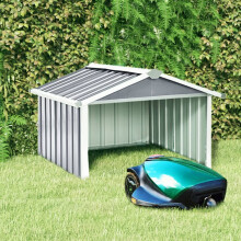 vidaXL Garden Robot Lawnmower Shed Galvanised Steel Grey Outdoor Storage House