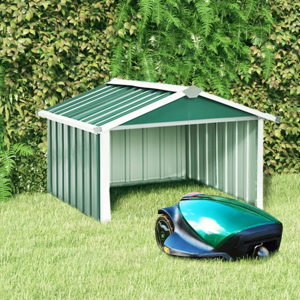 vidaXL Garden Robot Lawnmower Shed Galvanised Steel Green Tool Storage Shed