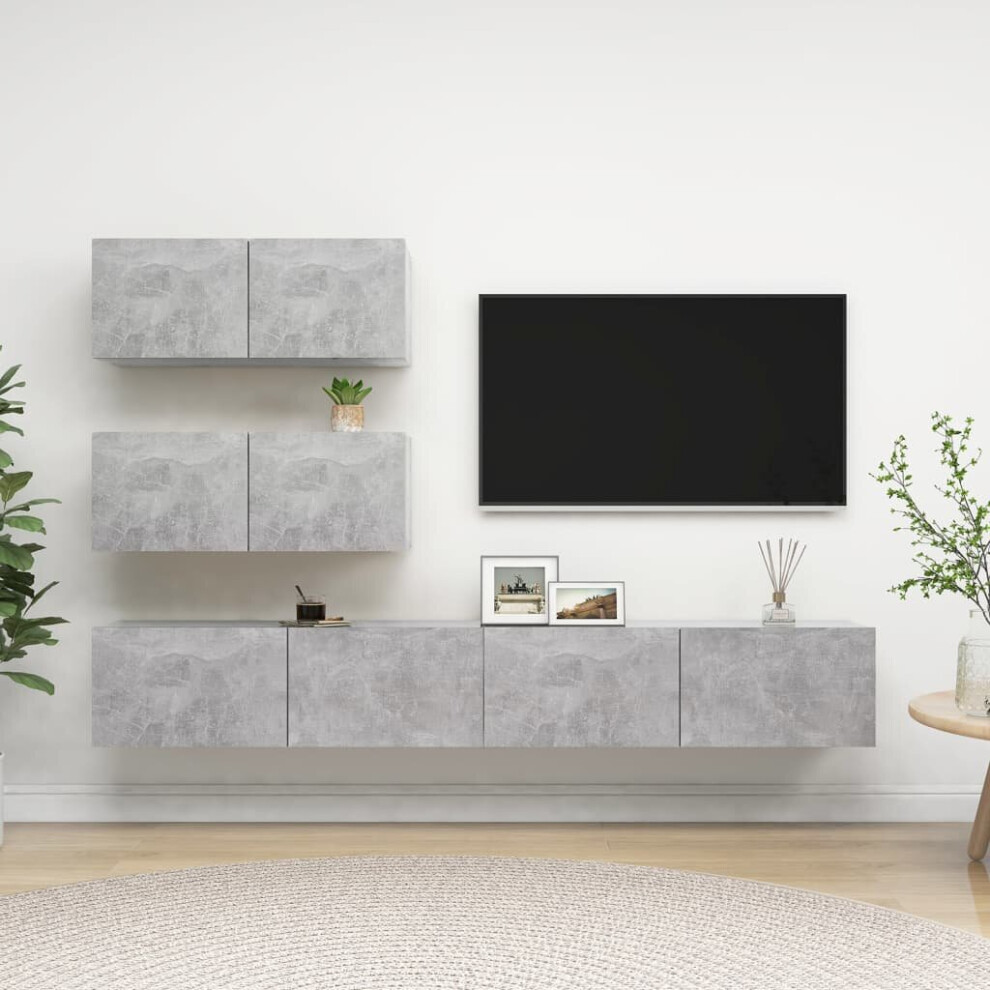 vidaXL TV Cabinet Set 4 Piece Concrete Grey Engineered Wood Hanging TV Cabinet