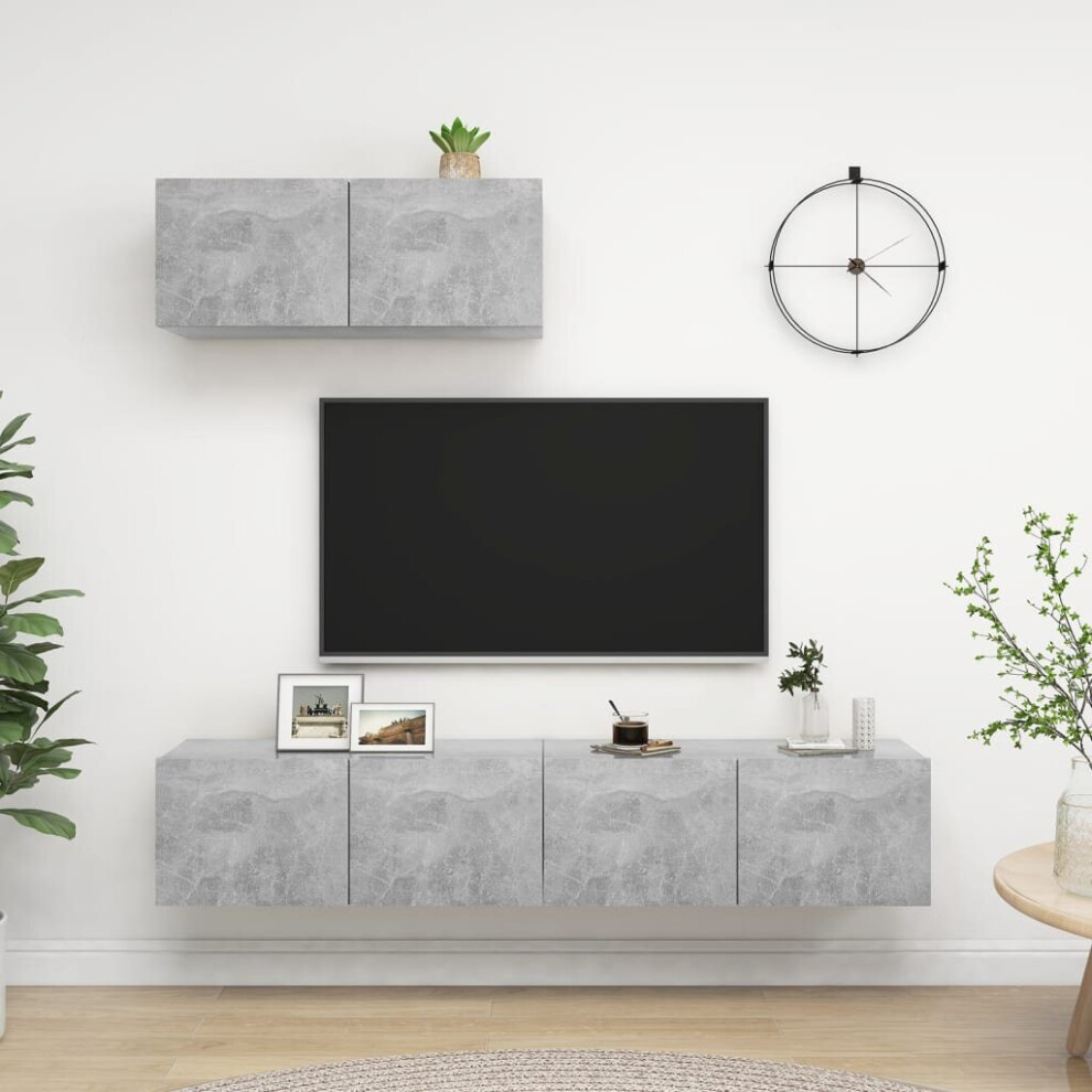 New Vidaxl 3X Tv Cabinets Concrete Engineered Wood Home Hanging Tv Stand Grey 3079121
