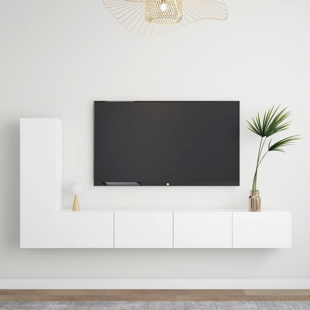 Vidaxl Tv Cabinet Set 3 Piece White Engineered Wood Living Room Furniture