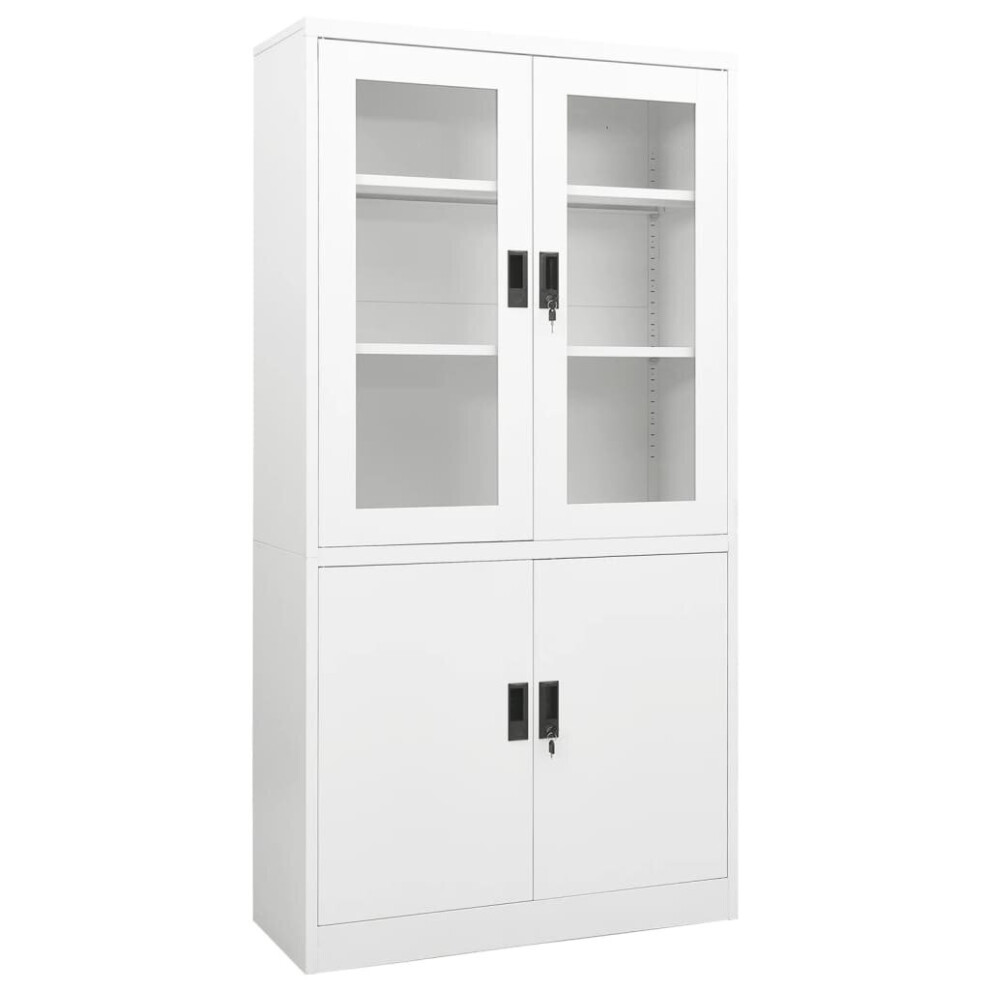 vidaXL Office Cabinet White Steel Home Filing File Storage Cabinet Lockers