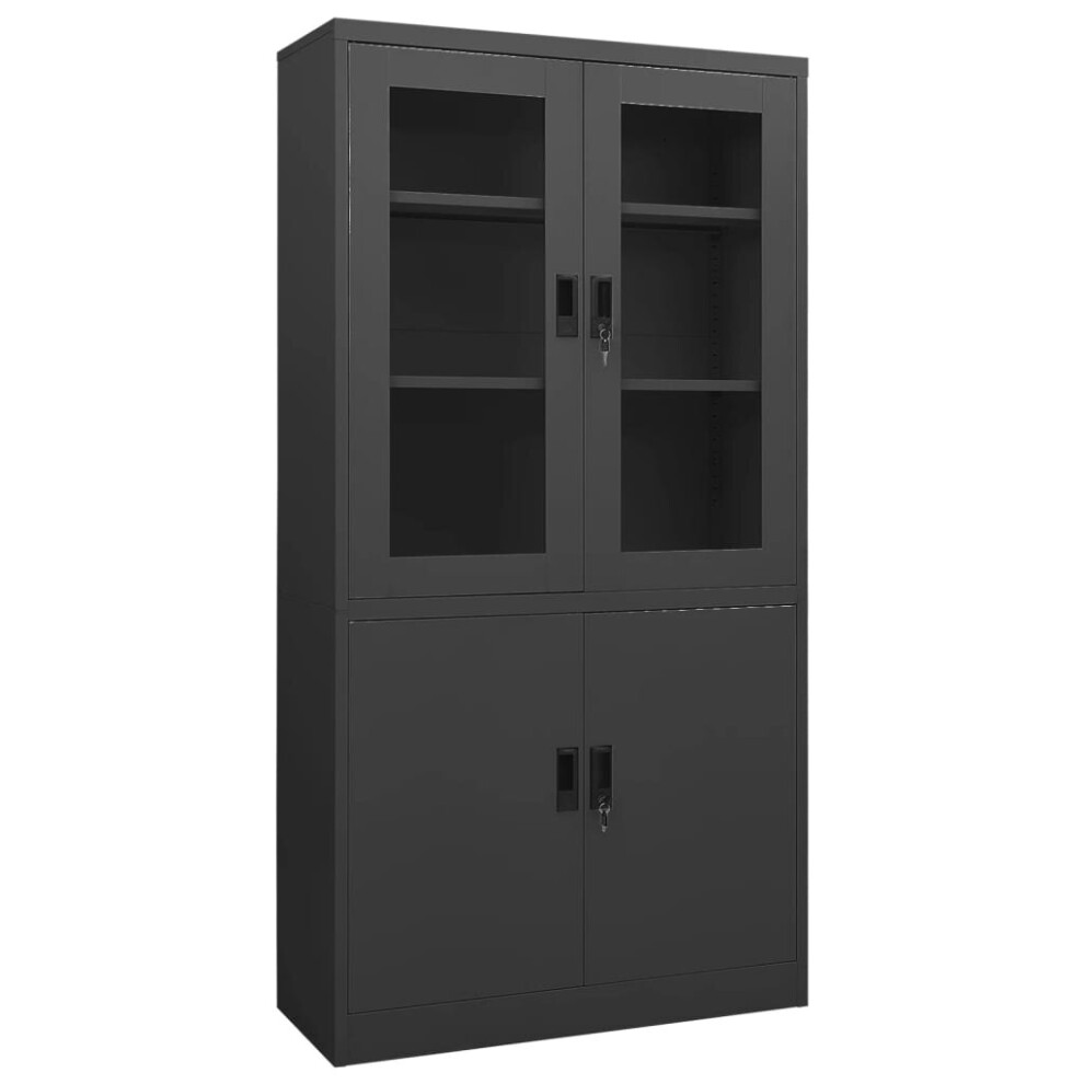 vidaXL Office Cabinet Anthracite Steel Home Filing File Storage Cabinet Locker