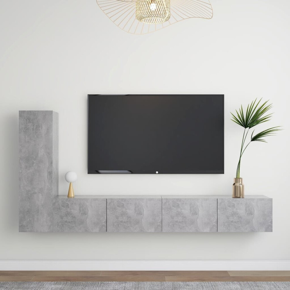 Vidaxl Tv Cabinet Set 3 Piece Concrete Grey Engineered Wood Hanging Tv Cabinet