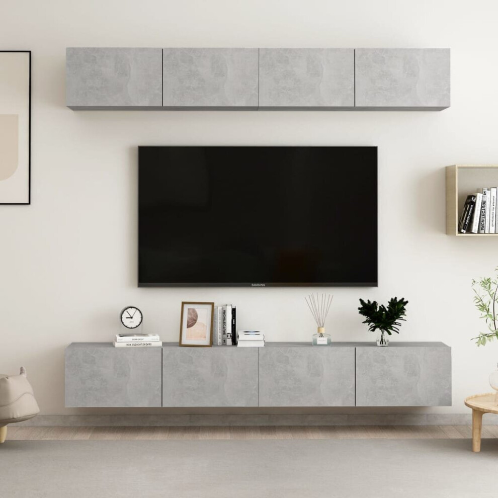 vidaXL 4x TV Cabinets Concrete Grey Engineered Wood Hanging TV Stand Cabinet
