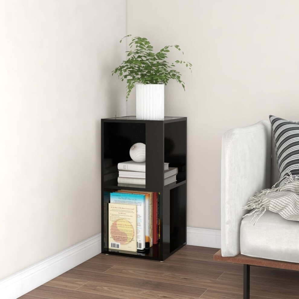 vidaXL Corner Cabinet Black Engineered Wood Bedroom Book Cabinet Side Table