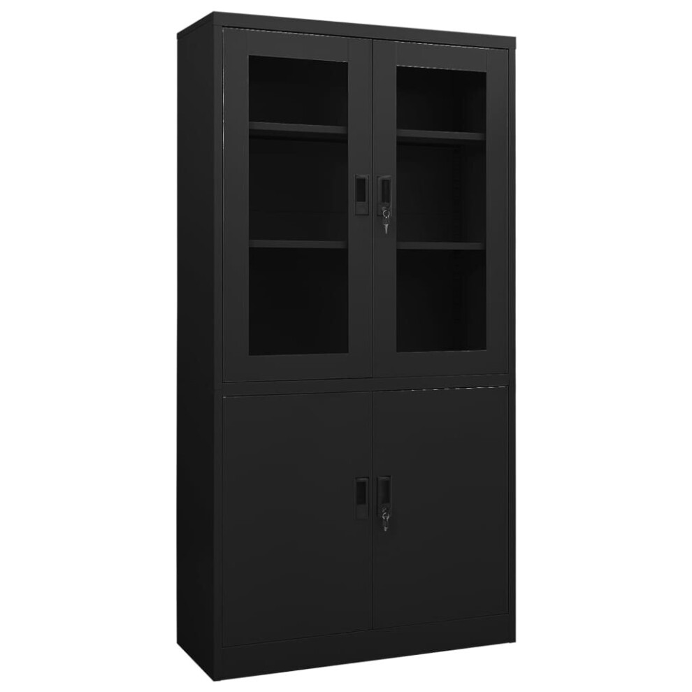 vidaXL Office Cabinet Black Steel Home Filing File Storage Cabinet Lockers