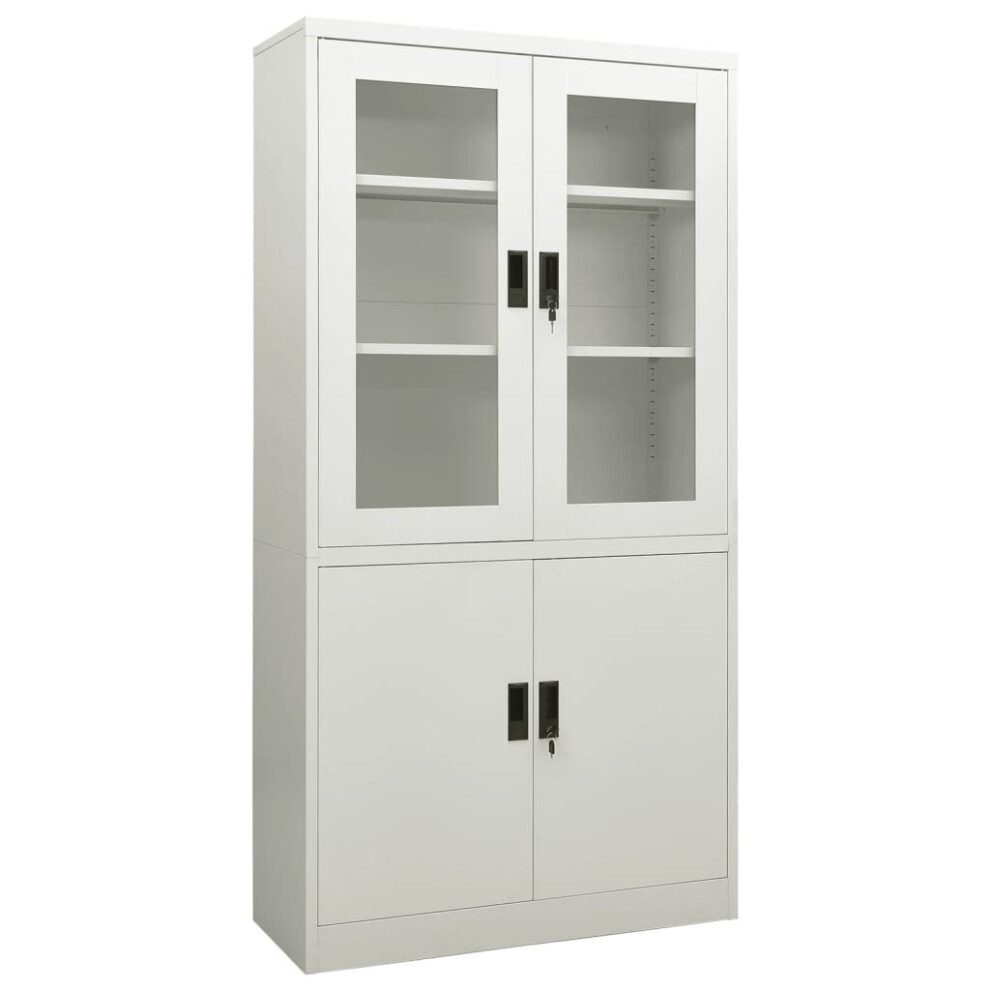 vidaXL Office Cabinet Light Grey Steel Home Filing File Storage Cabinet Locker