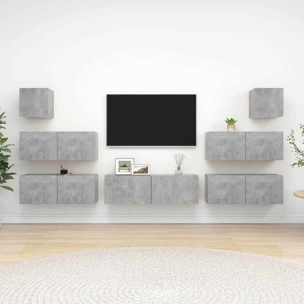 vidaXL TV Cabinet Set 7 Piece Concrete Grey Engineered Wood Hanging TV Cabinet