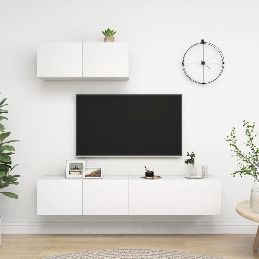 Vidaxl 3X Tv Cabinets White Engineered Wood Furniture Tv Stand Cabinet Unit