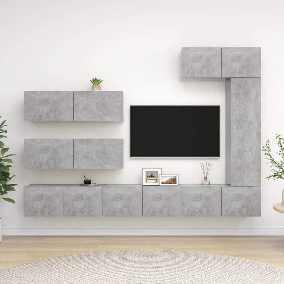 Vidaxl Tv Cabinet Set 7 Piece Concrete Chipboard Hanging Tv Cabinet Set Grey