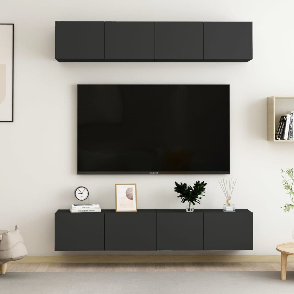 Vidaxl 4X Tv Cabinets Engineered Wood Home Furniture Tv Stand Cabinet Black