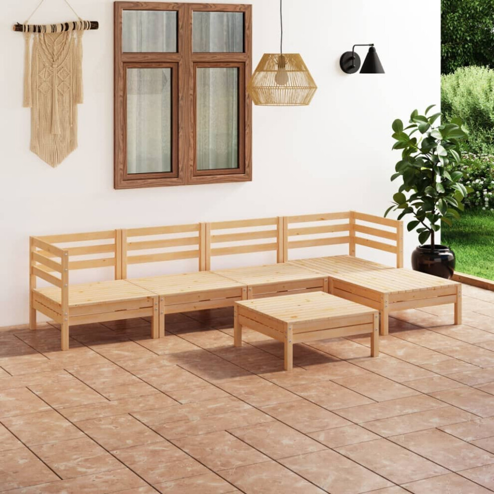 vidaXL Garden Lounge Set Wooden Outdoor Lounge Set 6 Piece Solid Pinewood