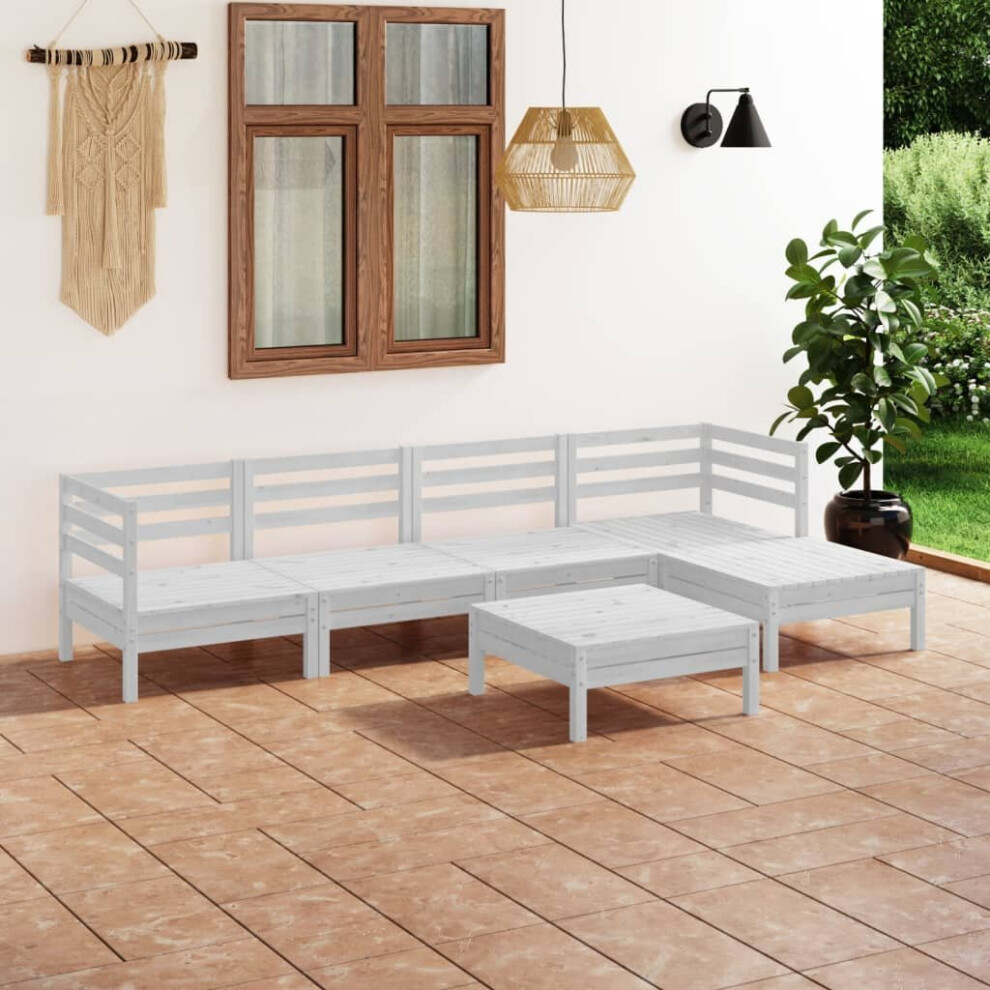 vidaXL Garden Lounge Set Outdoor Sofa Set Couch 6 Piece Solid Pinewood White