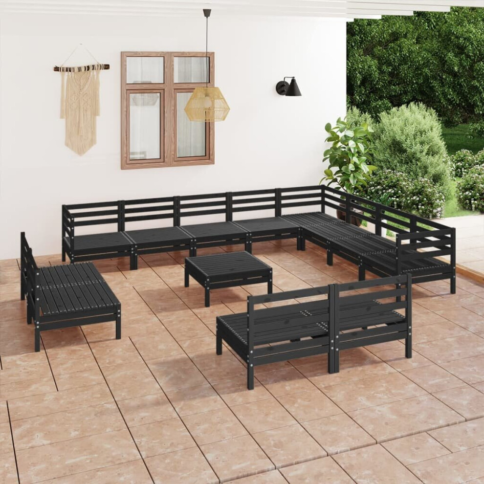 vidaXL Garden Lounge Set Outdoor Lounge Set 13 Piece Solid Wood Pine Black