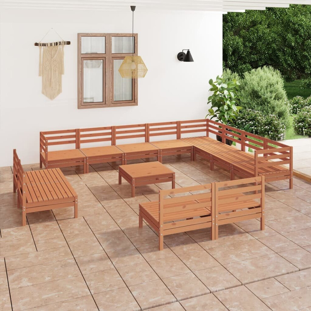 vidaXL Garden Lounge Set Patio Lounge Set 13 Piece Solid Wood Pine Honey Brown