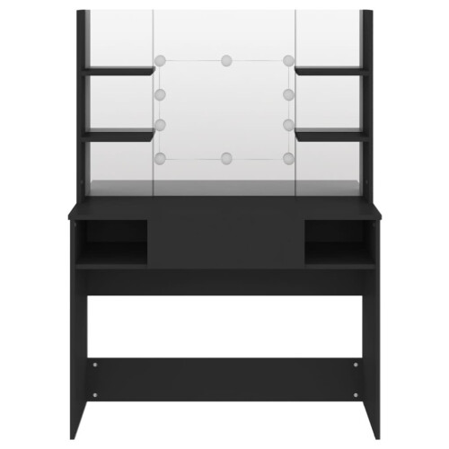 VidaXL vidaXL Makeup Table with LED Lights MDF Black Cosmetic Vanity Dressing Table 2