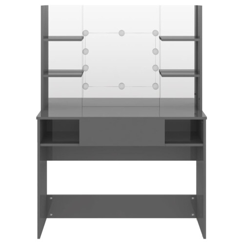 VidaXL vidaXL Makeup Table with LED Lights MDF Shining Grey Cosmetic Dressing Table 2