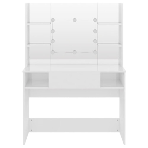 VidaXL vidaXL Makeup Table with LED Lights MDF Shining White Cosmetic Dressing Table 2